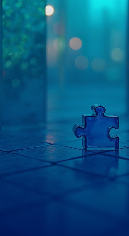 Uma peça de quebra-cabeça azul brilhante representando a mensagem de encaixe e conformidade